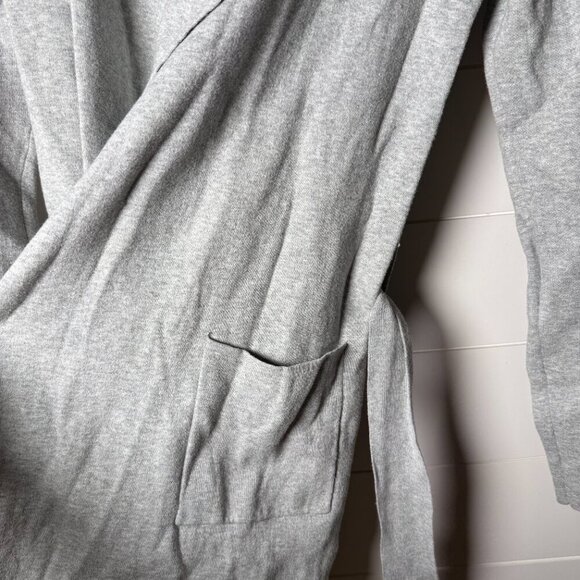 Loft Cardigan Light Gray Sweater with Accent Interior Navy & White Stripe XS - Picture 9 of 12
